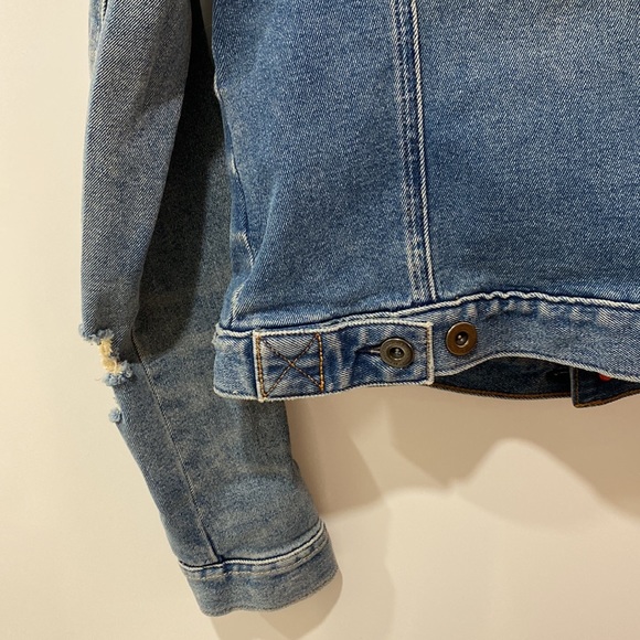 Faux Fur Collar Denim Jacket For Kids - Picture 8 of 14